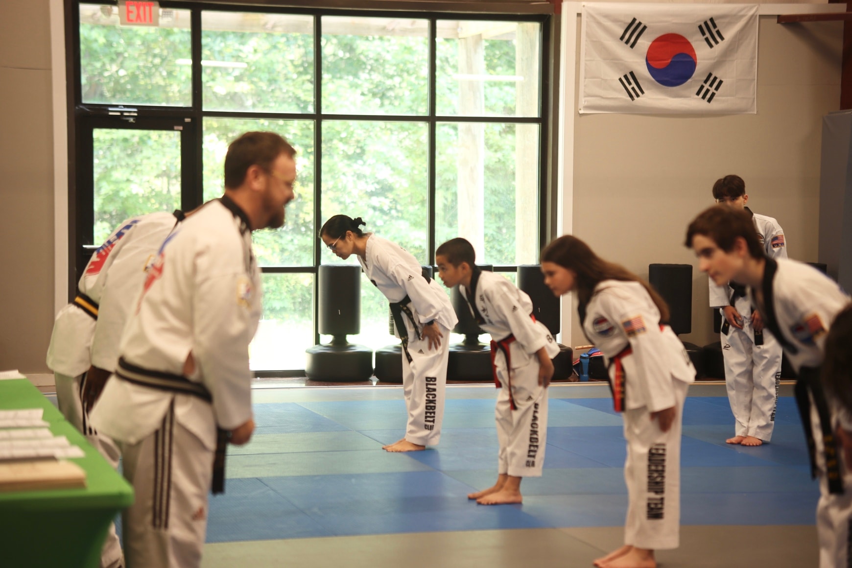 Students bowing in the dojo